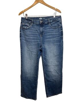 Women’s Blue Medium Wash Straight-Leg Jeans High Waisted Sz 14 Old Navy EUC